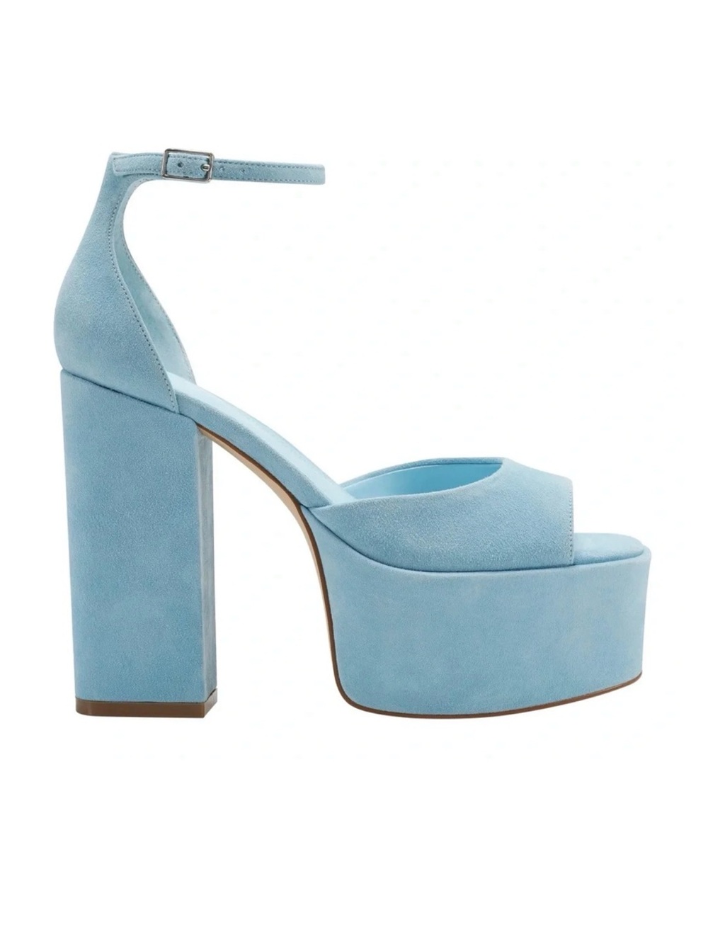 Marc Fisher LTD Della Suede Platform Ankle-Strap Heels in Light Blue